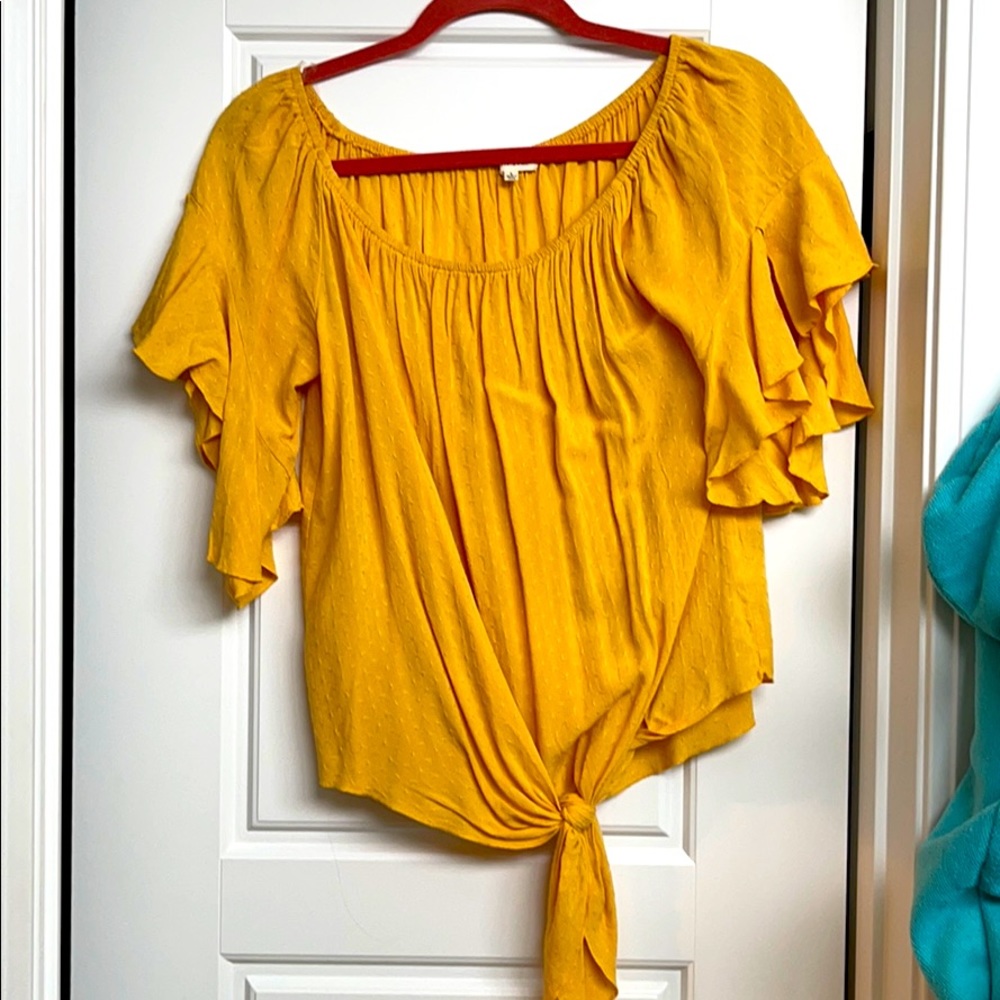 Off the shoulder yellow top